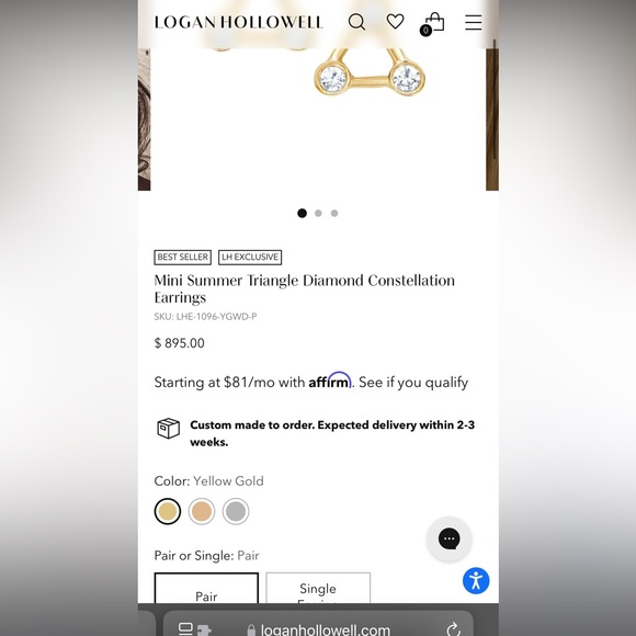 Logan Hollowell • Mini Summer Triangle Diamond Constellation Earrings - Picture 4 of 8